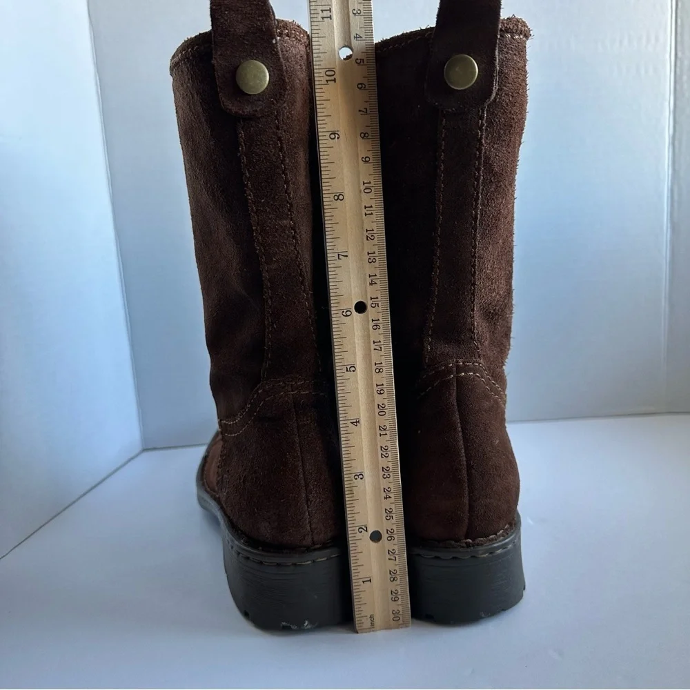 Born Audie brown suede leather mid-calf boots.